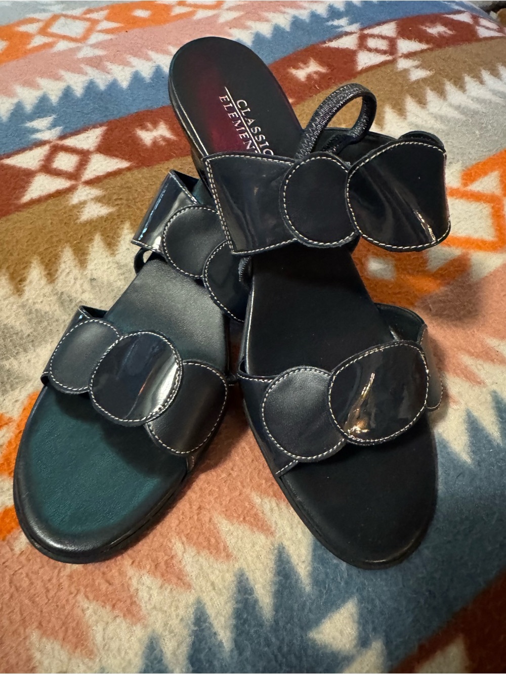 Classic Elements Navy Leather Slip-On Sandals - Picture 3 of 6